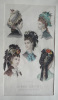 Gravure de mode d'Adèle-Anaïs Toudouze  : Chapeaux de Mme Aubert (La Mode illustrée). Toudouze Adèle-Anaïs