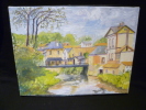 Peinture originale de Vaubourg : Saint-Hilaire sur Risle, la vieille tannerie. Vaubourg Paul