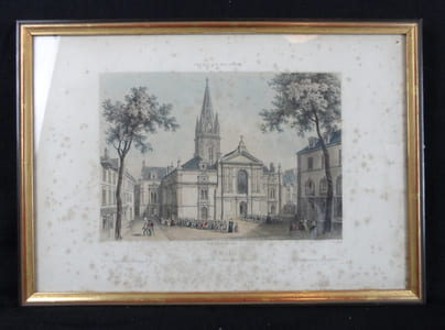 "Gravure ""St Malo. Cathédrale St Pierre et St Paul"" par Deroy (encadré)"