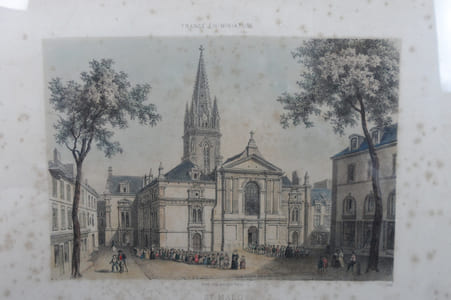 "Gravure ""St Malo. Cathédrale St Pierre et St Paul"" par Deroy (encadré)"