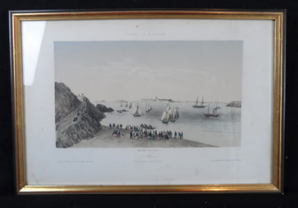 "Gravure ""St Malo. Vue prise de Dinard"" par Deroy (encadré)"