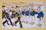 Carte postale illustrée par Tem, n°1 : Les honneurs de la garde. Tem
