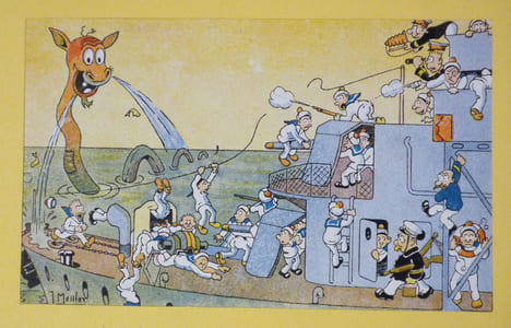 Carte postale illustrée par Tem, n°5 : La Légende du Serpent de Mer. Tem