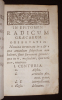 Epitome radicum usitatiorum per XVIII. centurias arte distributa, in vacillantis memoriae subsidium singulare. Labbé Philippe