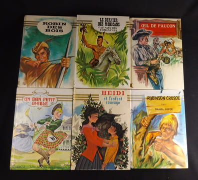 Lot de 6 romans d'aventure adaptés pour la jeunesse (collection Notre Livre Club pour la Jeunesse). Aimard Gustave,Comtesse de Ségur,Cooper ...