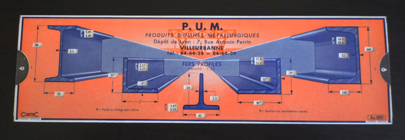Abaque ou réglette Curtec Ac.001 : Fers profilés - Fers plats - Tôles