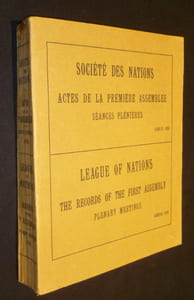 Société des Nations, Actes de la première et deuxième assemblée, séances plénières - League of Nations, The records of the first and second assembly, plenary meetings (2 vol.)