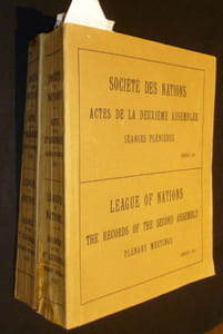 Société des Nations, Actes de la première et deuxième assemblée, séances plénières - League of Nations, The records of the first and second assembly, plenary meetings (2 vol.)