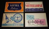 Lot de 4 buvards publicitaires : Eaux de Vichy - Contrex - Vittel. Collectif