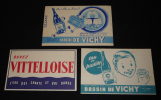 Lot de 3 buvards publicitaires : Eaux de Vichy - Vittel. Collectif