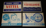 Lot de 4 buvards publicitaires : Eaux de Vichy - Vittel. Collectif