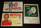 Lot de 3 buvards publicitaires : V&ecirc;tements Intexa - Real - Hutchinson. Collectif