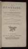 La Henriade, avec les variantes, et différentes pieces appartenantes a ce poeme ; suivie de l'Essai sur la poésie épique, et de poeme de Fontenoy. ...