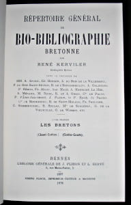 Répertoire général de bio-bibliographie bretonne tome 5. Kerviler René