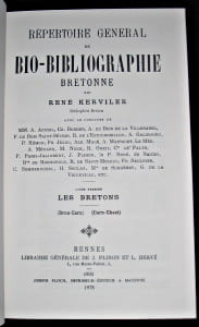 Répertoire général de bio-bibliographie bretonne tome 4. Kerviler René