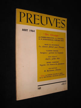 Preuves. n°162. Août 1964. Berl Emmanuel,Corpierre Michel,Dedijer Vladimir,Emmanuel Pierre,Enzensberger H. M.,Fontaine François,Holthusen H. E.,Rabaut ...