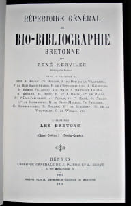 Répertoire général de bio-bibliographie bretonne tome 5. Kerviler René