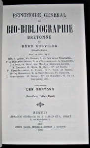 Répertoire général de bio-bibliographie bretonne tome 4. Kerviler René