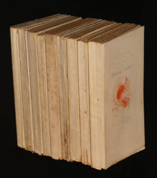 "Neuf volumes de la collection ""Lotus Bleu"" ou ""Lotus Alba""". Rosny J.H., Zola Emile, Nodier Charles, Ritter William, Clarétie Jules, Soldanelle ...