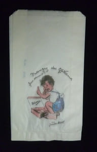 """Mangez des gâteaux plus souvent !"" Sachet de boulangerie illustré d'après Germaine Bouret (12 x 22 cm)"