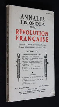 annales historiques de la Révolution française n°233 (juillet-septembre 1978). Collectif
