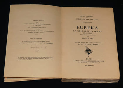 Eureka, la genèse d'un poème, le corbeau, méthode de composition par Edgar Poe, notices, notes et éclaircissements de M. Jacques Crépet