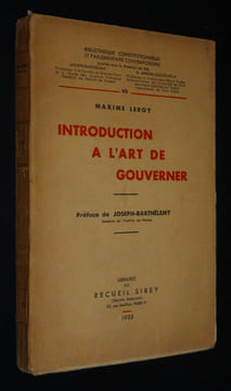 Introduction à l'art de gouverner. Barthélemy Joseph,Leroy Maxime