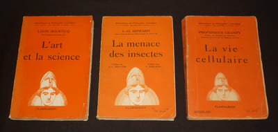 "Lot de 3 ouvrages de la collection ""Bibliothèque de Philosophie scientifique"" : L'art et la science (Hourticq) - La Menace des insectes (Howard) - La Vie cellulaire (Champy)"