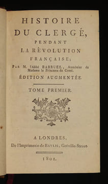 Histoire du clergé pendant la révolution française (deux tomes en un volume relié). Barruel Abbé
