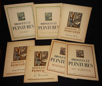 Drogues et peintures (Albums d'art rétrospectif) : Ary Scheffer - André Devambez - Maurice Denis - Le Sidaner - Meissonier - Puvis de Chavannes - Ingres (7 plaquettes)