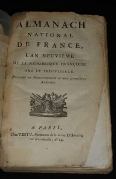 Almanach national de France, l'an neuvième de la République Françoise, une et indivisible. Présenté au Gouvernement et aux premières Autorités. ...