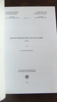 Récits épiques des Lega du Zaïre, complet 2 volumes