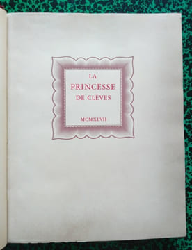 La Princesse de Clèves.. LA FAYETTE Madame de ( Madame La Fayette )