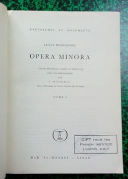 Opera Minora. MASSIGNON Louis