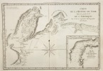 Carte de la Rivière de Cook, dans la partie nord-ouest de l'Amérique.Avec le plan du Havre de Samganoodha, dans l'Isle de Oonalaska.. (Bonne)
