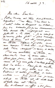 ENSEMBLE DE LA CORRESPONDANCE MANUSCRITE AUTOGRAPHE D'ANTOINE GUILLEMET A ÉMILE ZOLA. Ensemble de la correspondance manuscrite autographe d'Antoine ...