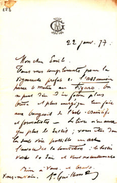 ENSEMBLE DE LA CORRESPONDANCE MANUSCRITE AUTOGRAPHE D'ANTOINE GUILLEMET A ÉMILE ZOLA. Ensemble de la correspondance manuscrite autographe d'Antoine ...