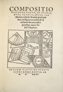 Compositio horologiorum, in plano, muro, truncis, anulo, con concavo, cylindro & variis quadrantibus, cum signorum zodiaci & diversarum horarum ...
