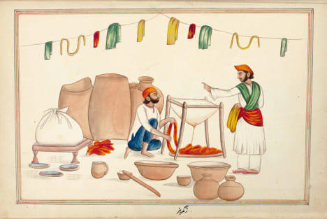 ALBUM D’AQUARELLES SUR L’INDE. ALBUM DES MÉTIERS. Précieux et unique recueil indien de 60 aquarelles.. ALBUM D’AQUARELLES SUR L’INDE.
