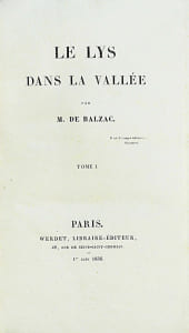 Le Lys dans la Vallée. Rare édition originale du Lys dans la Vallée de Balzac
