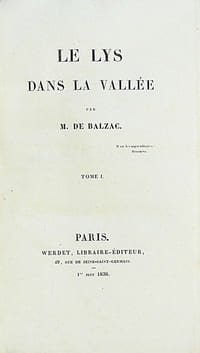 Le Lys dans la Vallée. Rare édition originale du Lys dans la Vallée de Balzac
