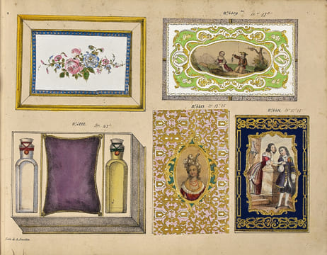 [CATALOGUE DE PARFUMS ET COSMETIQUES]. Parfumeries de Maugenet et Coudray. 22 rue Bourg L’Abbe. Superbe catalogue d’échantillons des parfums proposés ...