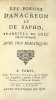 Les Poésies d'Anacréon et de Sapho, traduites de grec en vers François, avec des remarques.. ANACREON.