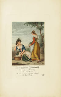I contadini della Toscana Espressi al naturale Secondo le diverse loro vestiture In sessanta Stampe a colori. Rarissime suite de Antonio et Gaetano Bicci illustrant les costumes de la Toscane au XVIIIe siècle