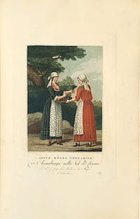 I contadini della Toscana Espressi al naturale Secondo le diverse loro vestiture In sessanta Stampe a colori. Rarissime suite de Antonio et Gaetano Bicci illustrant les costumes de la Toscane au XVIIIe siècle