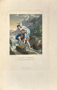 Paul et Virginie Précieux exemplaire appartenant au tirage de grand luxe  au format grand in-folio avec les figures coloriées.. Bernardin de ...