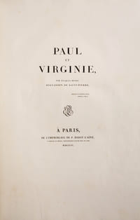 Paul et Virginie Précieux exemplaire appartenant au tirage de grand luxe au format grand in-folio avec les figures coloriées.