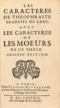 Les Caractères de Theophraste Tradruits du Grec : avec les Caracteres ou les Mœurs de ce Siecle. Seconde Edition. Troisième édition originale des ...