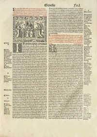 Biblia cum concordantiis veteris novi testameti sacrouca...[In fine : Impressa autem Lugduni: per M. Jacobum Sacon. Expensis. Notabilis viri Antonii Koberger Nurembergensis. Feliciter explicit. Anno salutis Millesimo quingentesimo decimo octavo. Die vero decimo mensis Maii]. Belle édition de cette rare bible illustrée élégamment imprimée en 1518  sur les presses lyonnaises de Jacques Sacon (1472-1530)  pour le célèbre imprimeur allemand Anton Koberger,  l’imprimeur de la Chronique de Nuremberg.