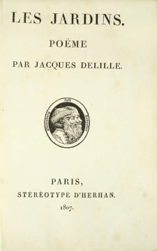 Les Jardins. Poëme. Rare et magnifique spécimen de reliure au vernis Martin couvrant un ouvrage imprimé par Herhan à l’aide du nouveau procédé du ...